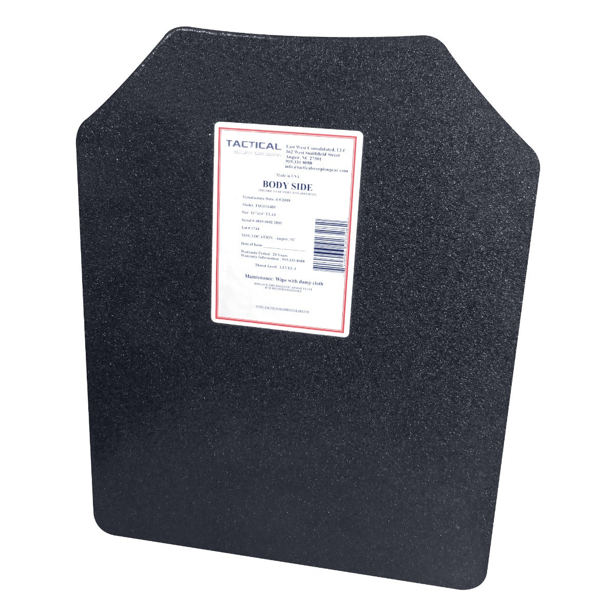 LVL 3 AR500 11x14 Single Curve Spall Coat
