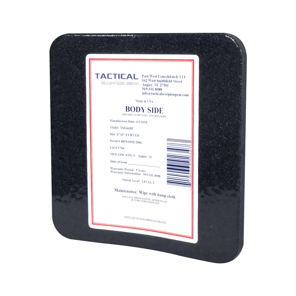 LVL 3 AR500 6x6 Single Curve Spall Coat